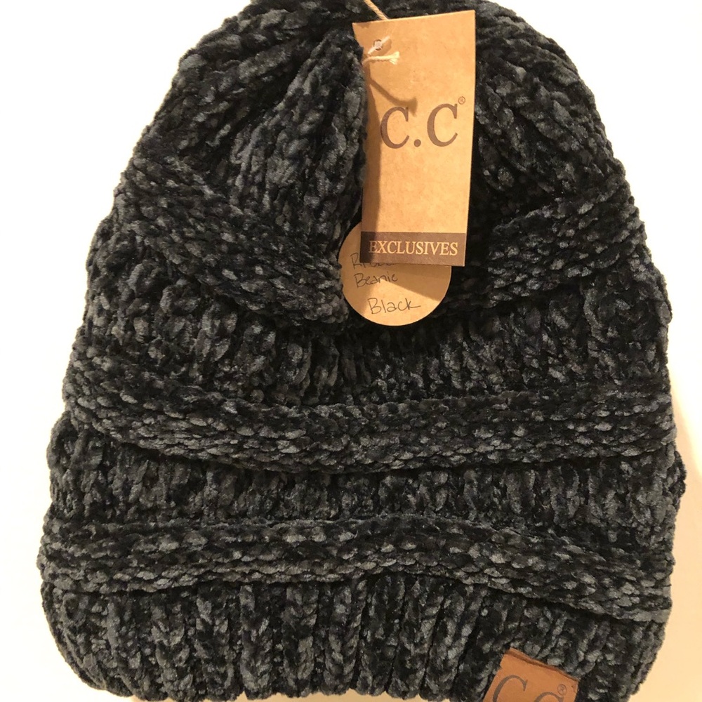 Black Chenille C.C Beanie
